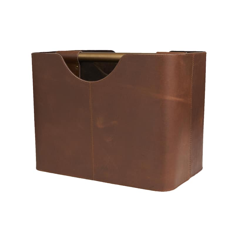 Leather Magazine Holder with Divided Inside - Light Gray or Brown - Roche River Decor