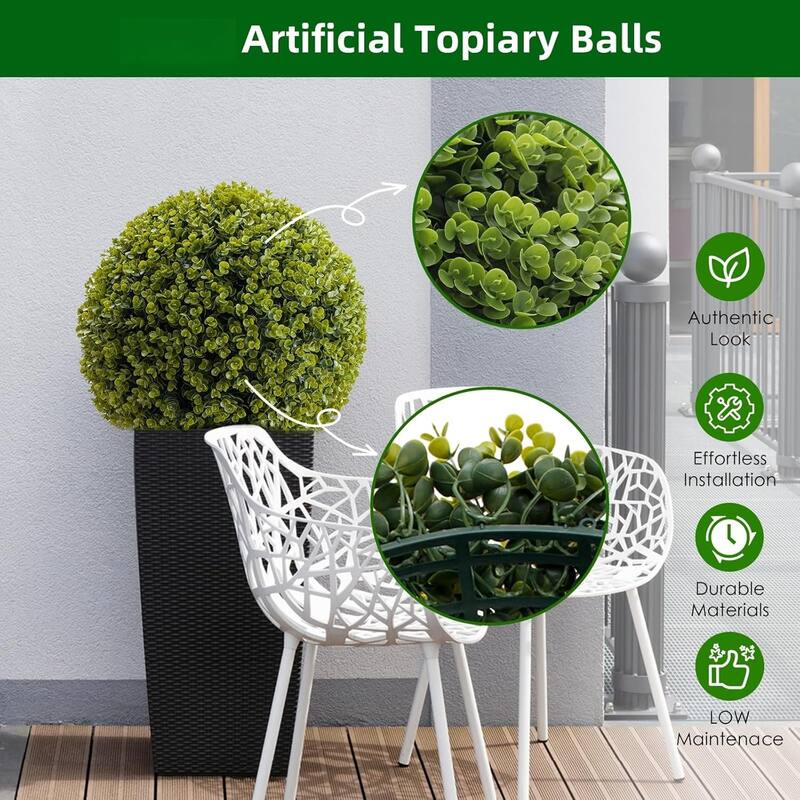 2Pcs Artificial Topiary Plant Balls, Faux Greenery Hanging Grass Ball