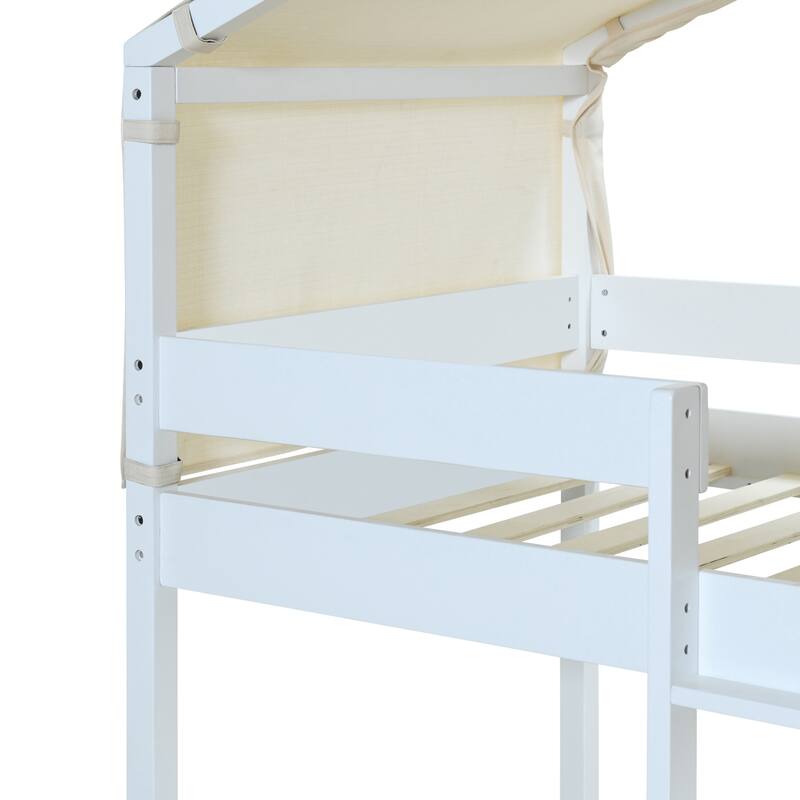 House Bed Twin Over Twin Bunk Bed Wood Platform Bed Frame