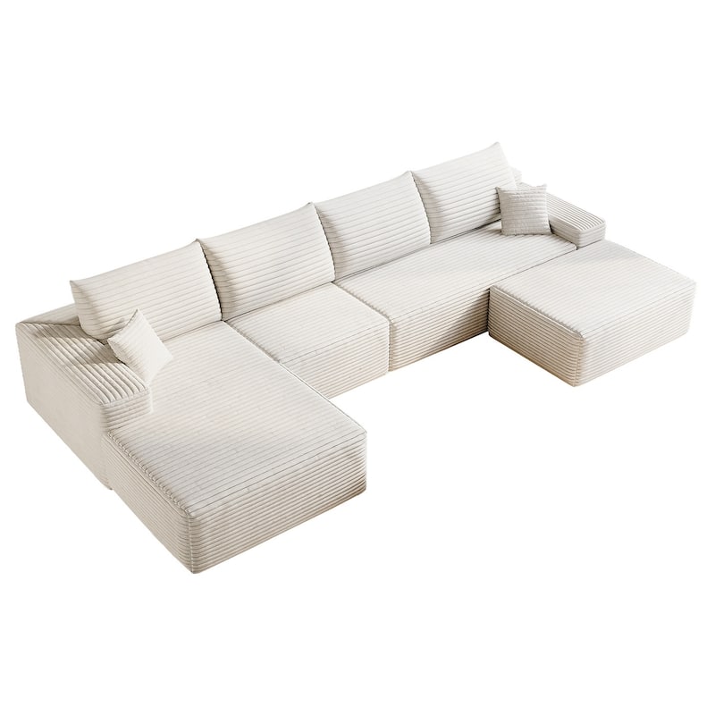 135-in Casual White 4 -seater Left Reclining Sectional - 8' x 10'