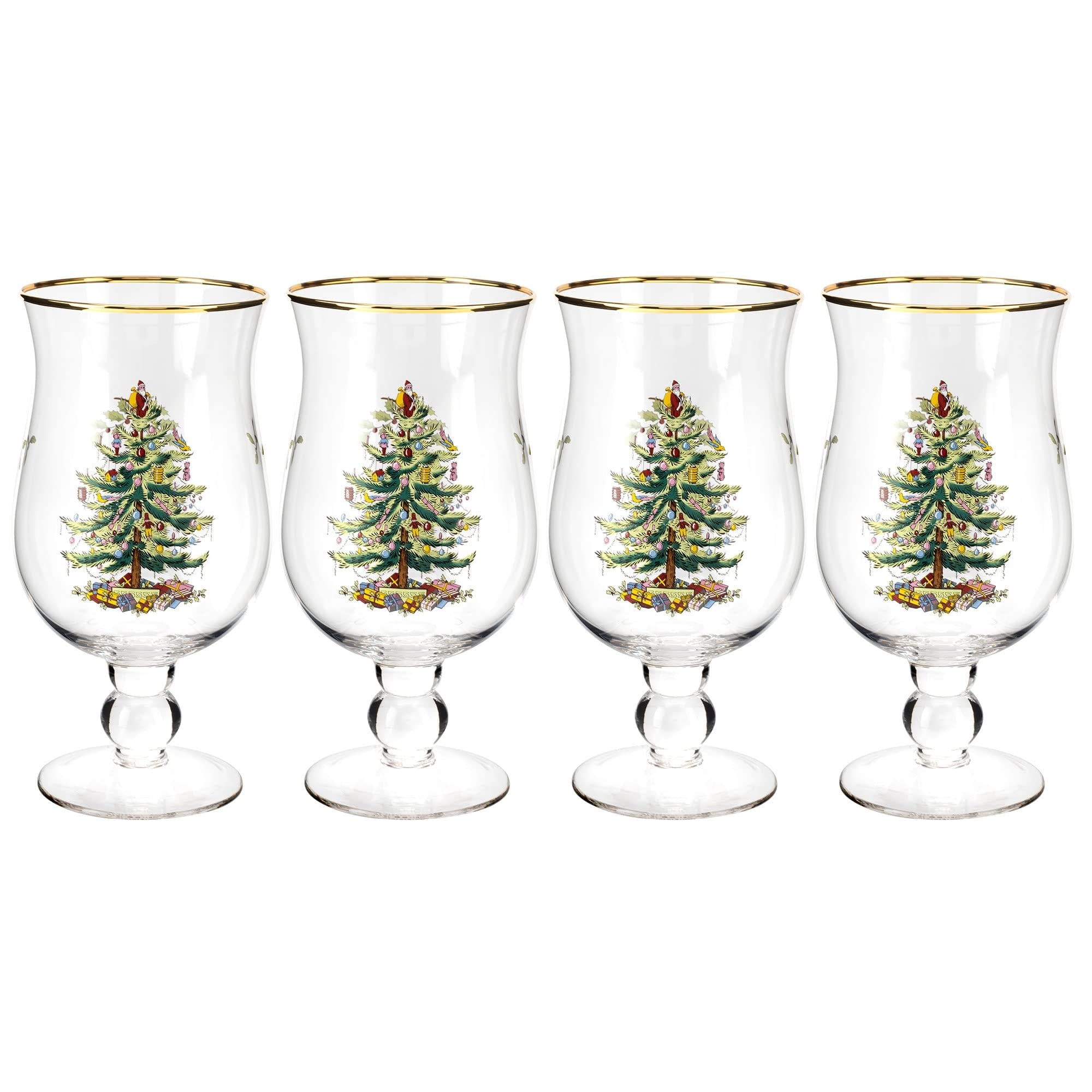 Spode Christmas Tree Tulip Glasses - Set of 4 - 17.5