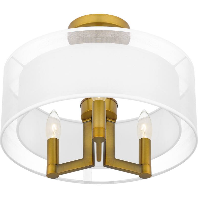 Quoizel Semi-Flush Mount 3-Light Semi-Flush Mount in Aged Brass