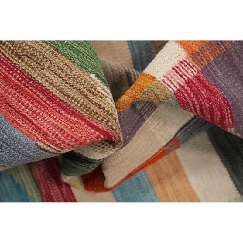 Hand Woven Oriental 100% Wool Carpet Southwestern Modern Multi-Colored Kilim Area Rug - 6' 0'' X 4' 3''