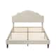 Modern Simple Queen Size Bed Frame Upholstered Platform Bed with Adjustable Headboard & Linen Fabric Padded