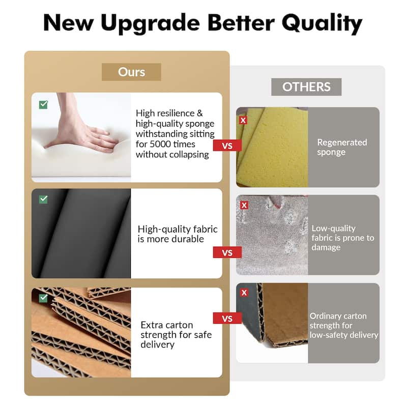 Olinto Modern 83-Inch Genuine Leather Tufted Couch Sofa with Channel Back by HULALA HOME