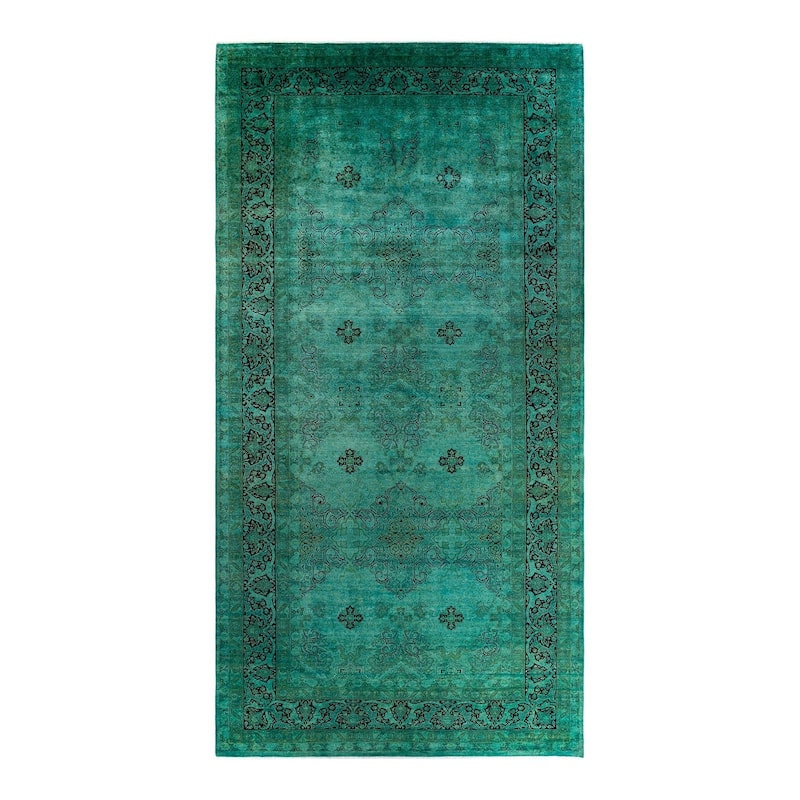 Overdyed, One-of-a-Kind Hand-Knotted Area Rug - Blue - 8' 2" x 16' 9"