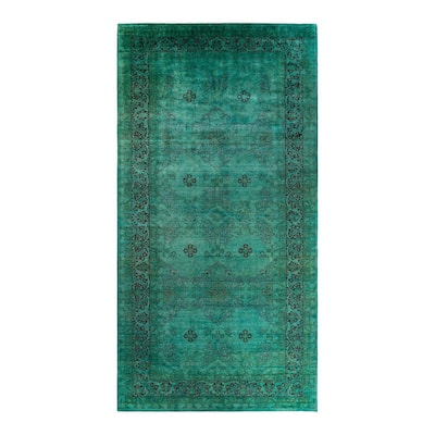 Overdyed, One-of-a-Kind Hand-Knotted Area Rug - Blue - 8' 2" x 16' 9"