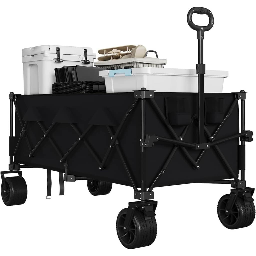 Outdoor Collapsible Folding Wagon Cart, 460lbs Capacity for Beach, Camping, Garden