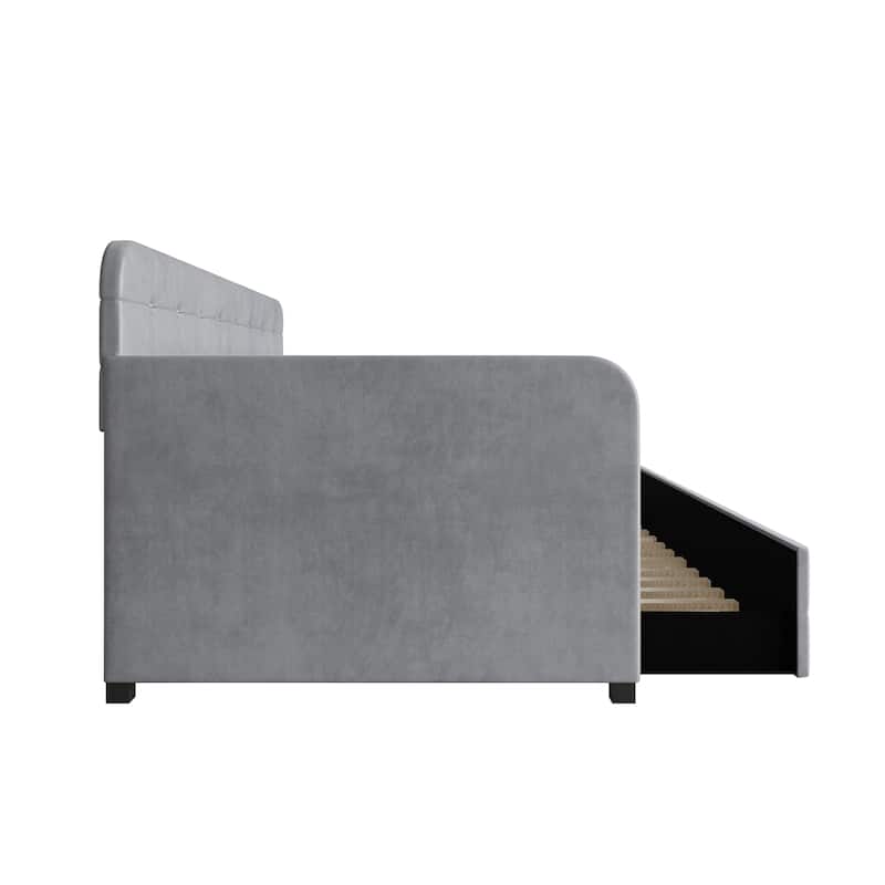 Clayfell Elyria Diamond Button Tufted Velvet Upholstered Daybed