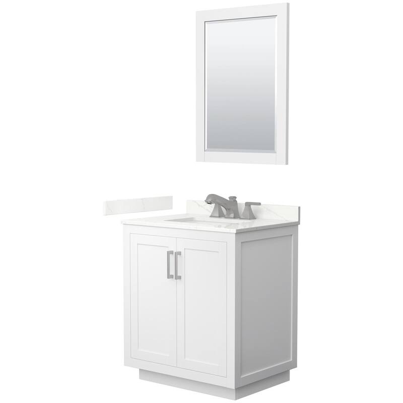 Wyndham Collection WCF292930S-QTZ-US3M24 Miranda 30" Free Standing - White / Giotto Quartz Top / Brushed Nickel