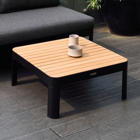 Portals Outdoor Square Coffee with Natural Teak Wood Top