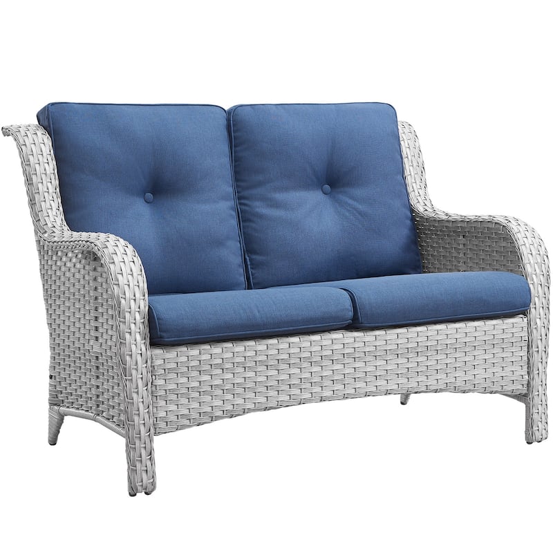 Outdoor Patio Wicker Loveseat Sofa - 2-Seater Rattan Sofa