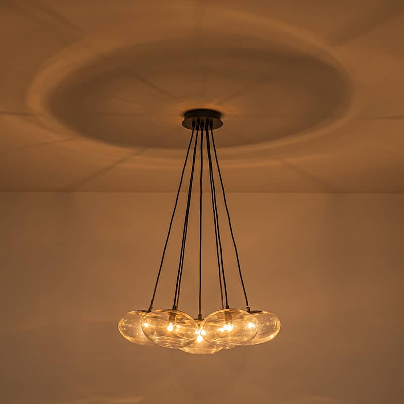 Minimalist 7-Light Glass Globe Bubble Cluster Pendant Chandelier