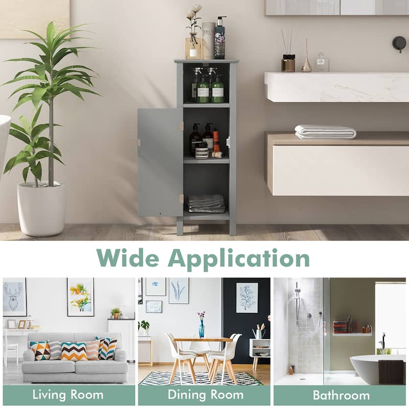 Gymax Bathroom Storage Organizer Narrow Floor Cabinet w/ 2-Tier