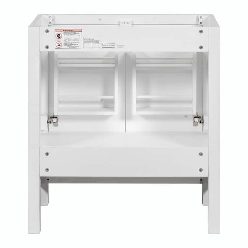 30" White Bathroom Vanity with Single Sink, 2 Doors, and Drawer