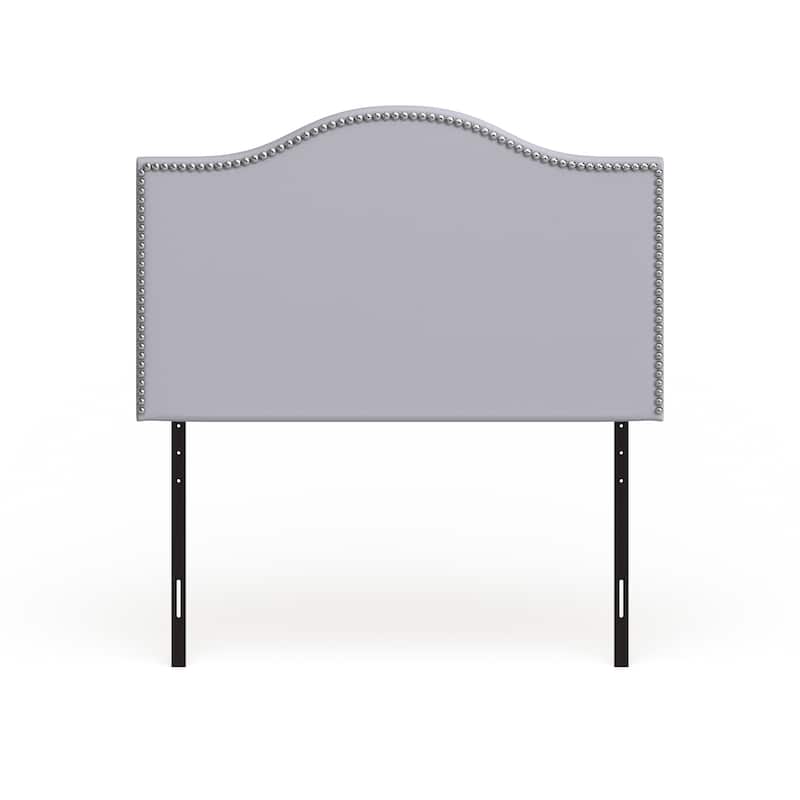 Grey Curl Nailhead Upholstered Headboard