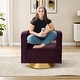 preview thumbnail 3 of 12, Carisa Modern Upholstered Swivel Comfy Open-Back Barrel Chair with Golden Base by HULALA HOME