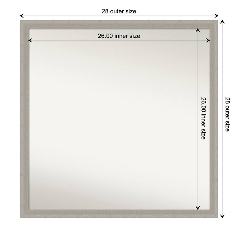 Woodgrain Stripe Non-Beveled Wood Framed Wall Mirror - Woodgrain Stripe Grey - Glass Size 26x26