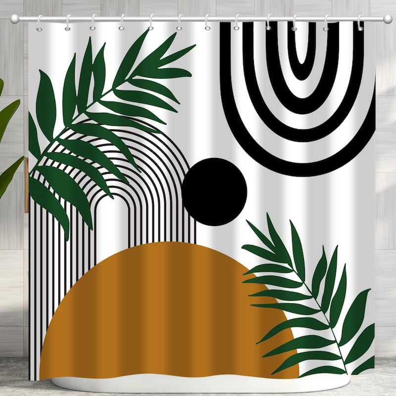 Boho Shower Curtain Arch Sun Beige Abstract Bath Curtain, 72''Wx72''L