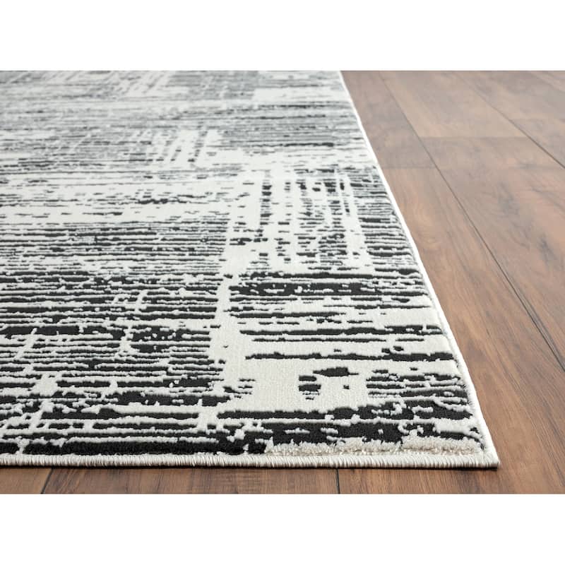 Abani Aspen Collection Contemporary Beige Grid Area Rug