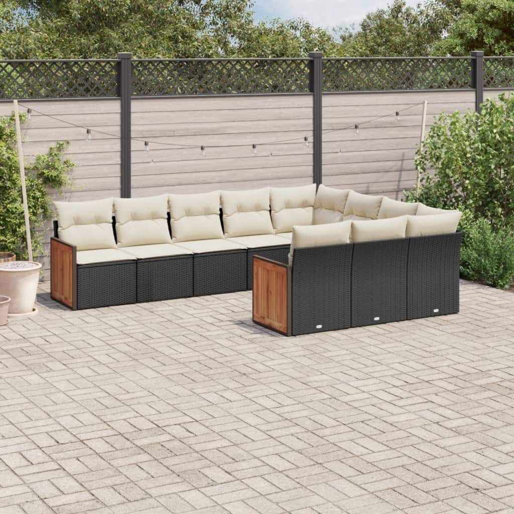vidaXL Patio Sofa Set with Cushions Outdoor Conversation Furniture Poly Rattan