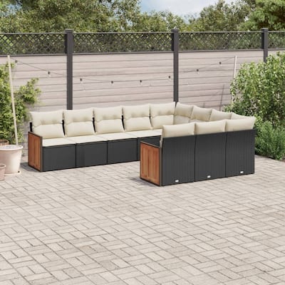 vidaXL Patio Sofa Set with Cushions Outdoor Conversation Furniture Poly Rattan