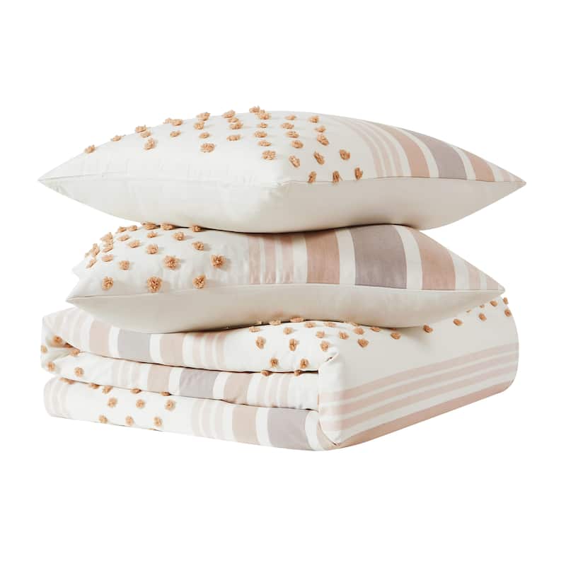 Brooklyn Loom Mia Tufted Texture Duvet Cover Set - Neutral - King