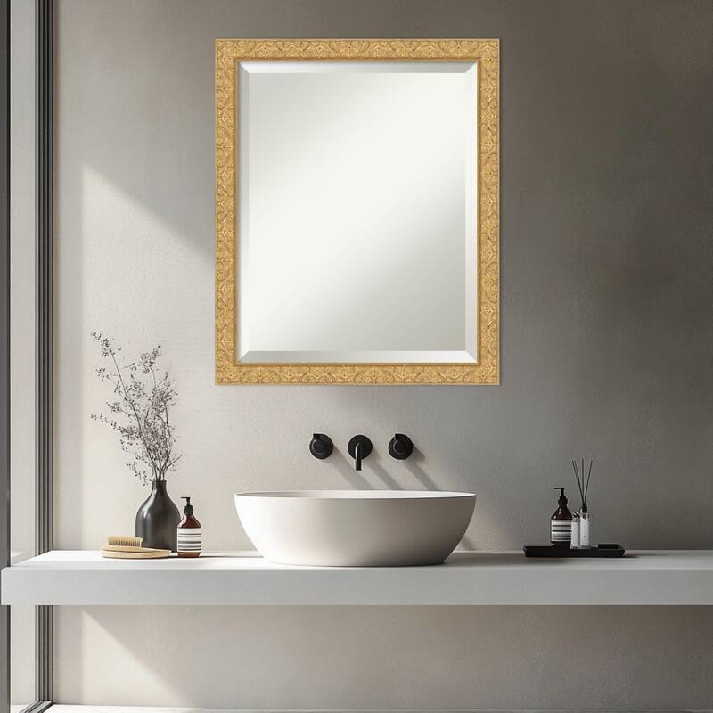 Lila Beveled Wood Framed Bathroom Vanity Wall Mirror