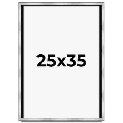25x35 Shadow Box Frame Silver | 1.375 Inches Deep Real Wood