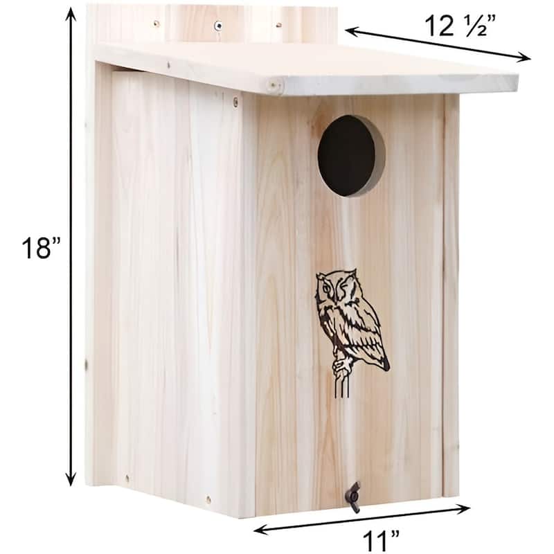 Tan Wood Birdhouse with Ventilation, Sloped Roof and Easy-Clean Panel - 12.5 x 11 x 18 inches (L x W x H)