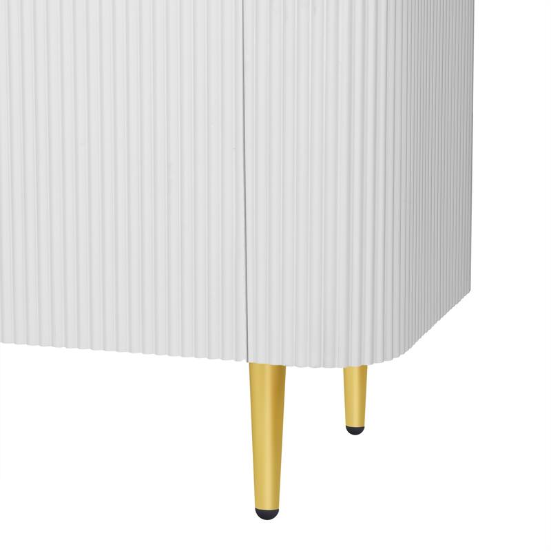 Roomfitters Minimalist TV Stand for up to 85 Inch TV, Entertainment Center with Four Spacious Cabinets