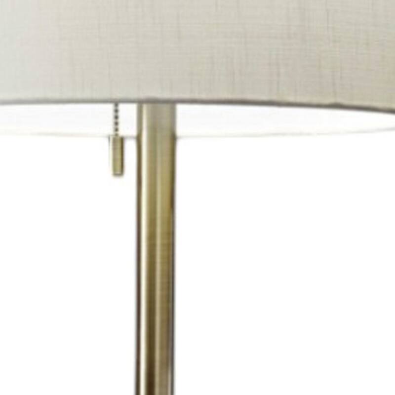 Metal Floor Lamp with White Fabric Cylinder Shade Pull Chain - 13” x 13” x 60.5” (D x W x H)