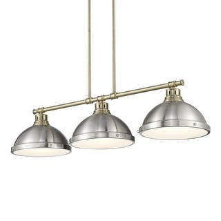 Yep by Golden Lighting Duncan 3-light Island Light in Aged Brass and Pewter shade