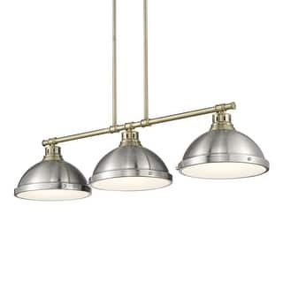 Yep by Golden Lighting Duncan 3-light Island Light in Aged Brass and Pewter shade