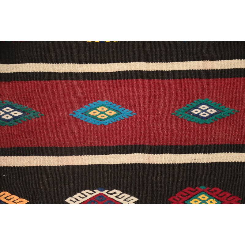 Hand Woven Oriental 100% Wool Carpet Southwestern Tribal Red Kilim Area Rug - 9' 7'' X 5' 10''