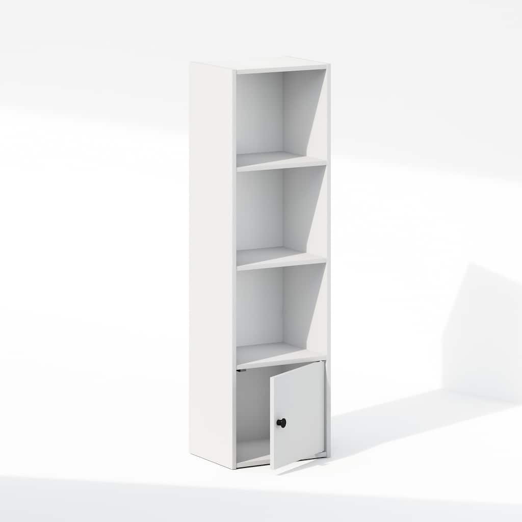 41.77 in. Tall White Wood 3-Shelf Bookcase with Storage Cabinet