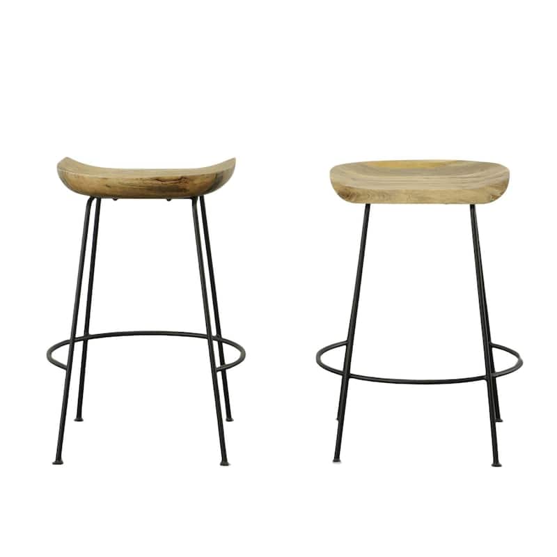 Scooped Counter Stools - 24.5" - Brown and Black - Set of 2
