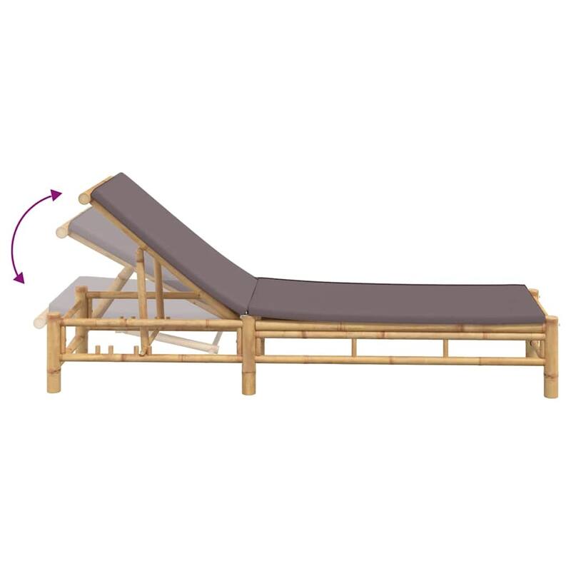 vidaXL Sun Lounger Bamboo, Dark Grey Bamboo, 100% polyester Large - 78.3 x 21.7 x 29.5 in