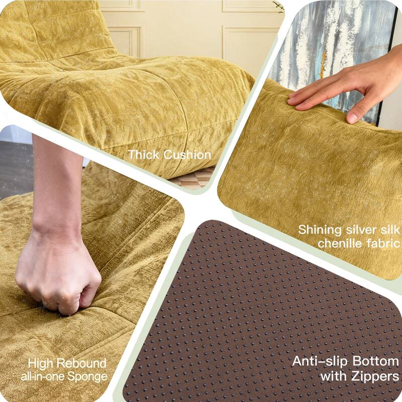 Ergonomic Sofa Sack Chair, Comfy Lazy Floor Sofa Armless Lounge Chair, Memory Foam Chair