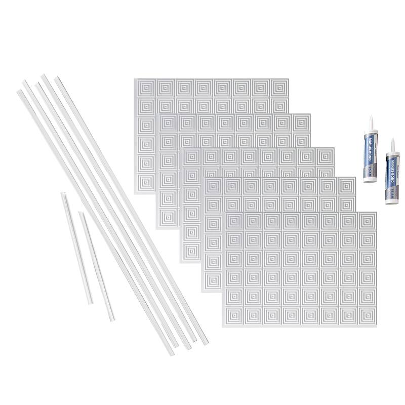 FASÄDE Miniquattro Decorative Vinyl Backsplash Panel - 15 Sq Ft Kit - Matte White