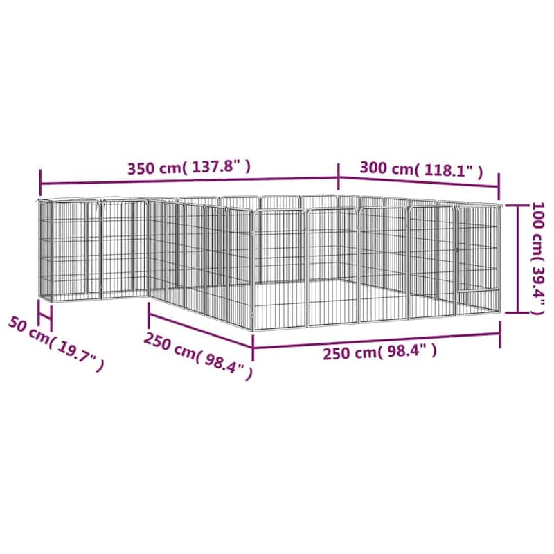 vidaXL Dog Playpen Kennel Dog Cage Puppy Pet Exercise Wire Fence Steel Black
