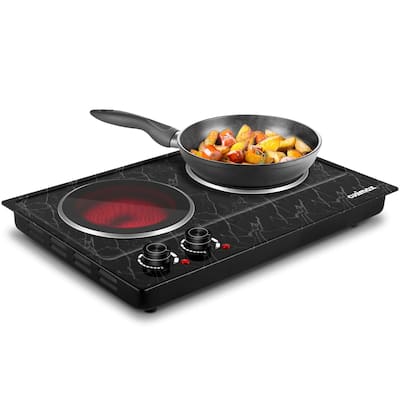 Double Burner Hot Plate for Cooking, 1800W Dual Control Portable Stove Countertop Electric Burner Infrared Cooktop