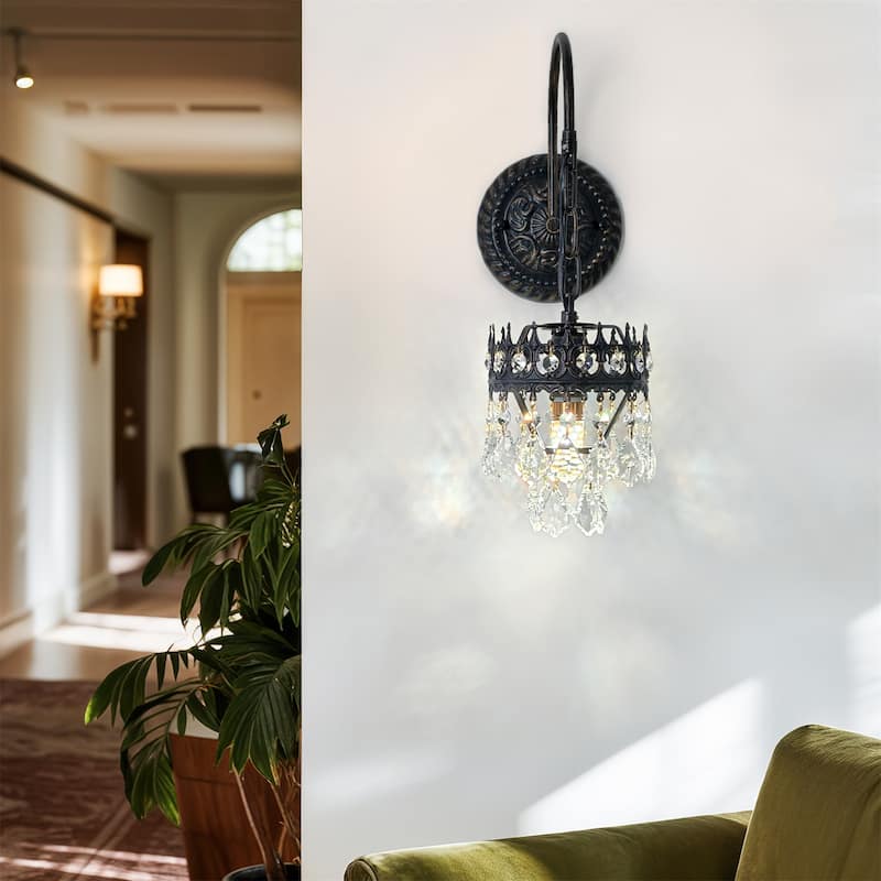 Vintage Crystals Wall Lighting Sconce Lamp with Clear Crystals