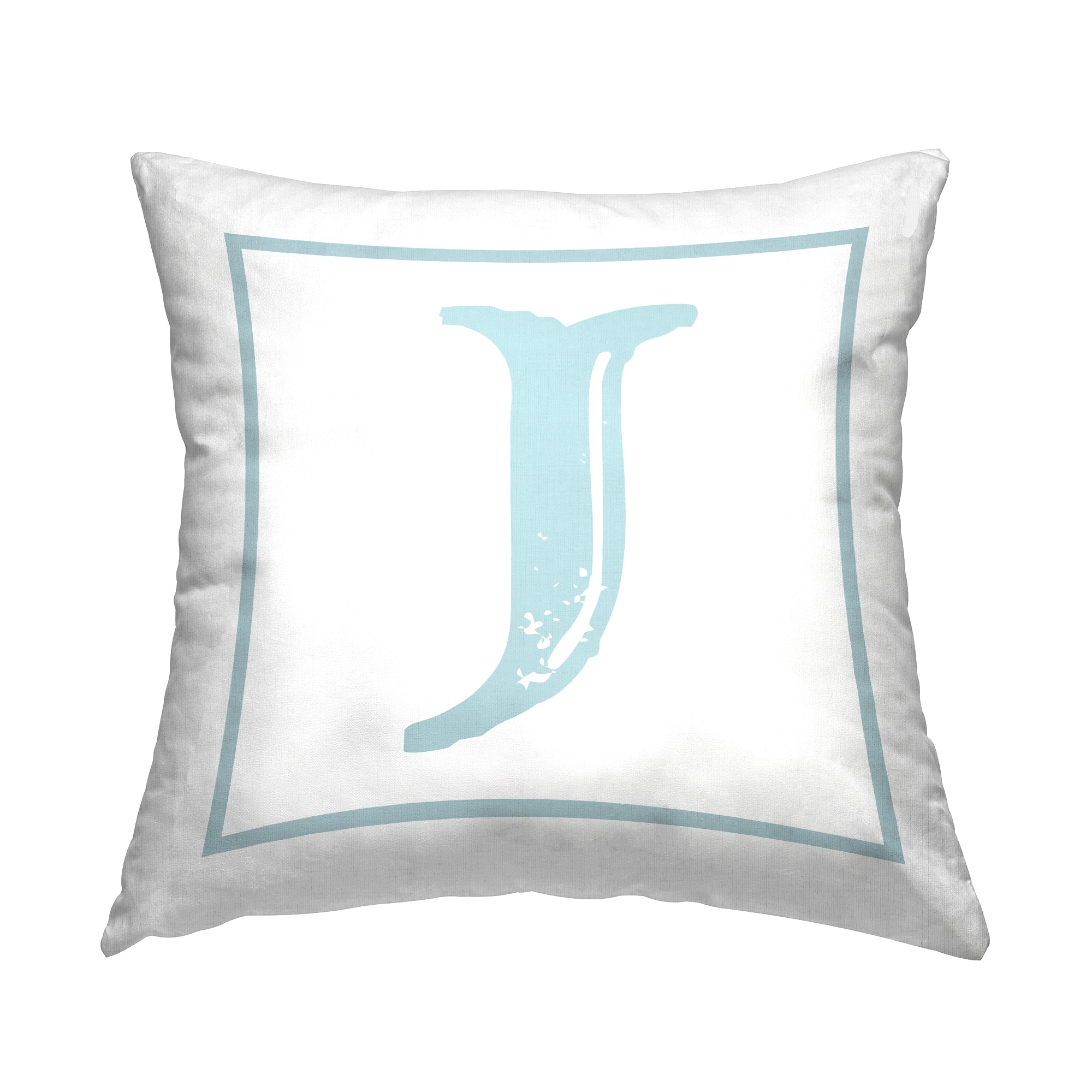 Stupell Antique Blue Letter Throw Pillow Design by Lil' Rue