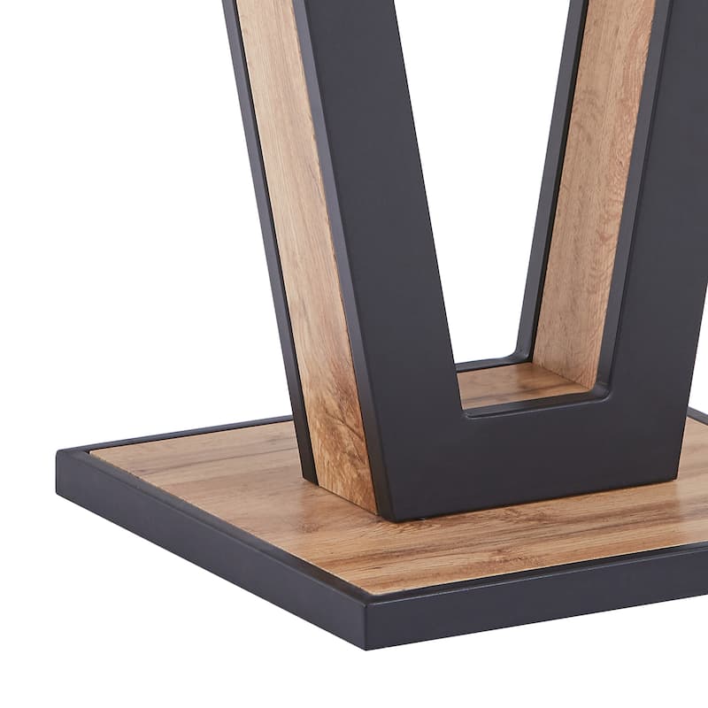 Modern MDF & Metal Accent Table - Natural & Black