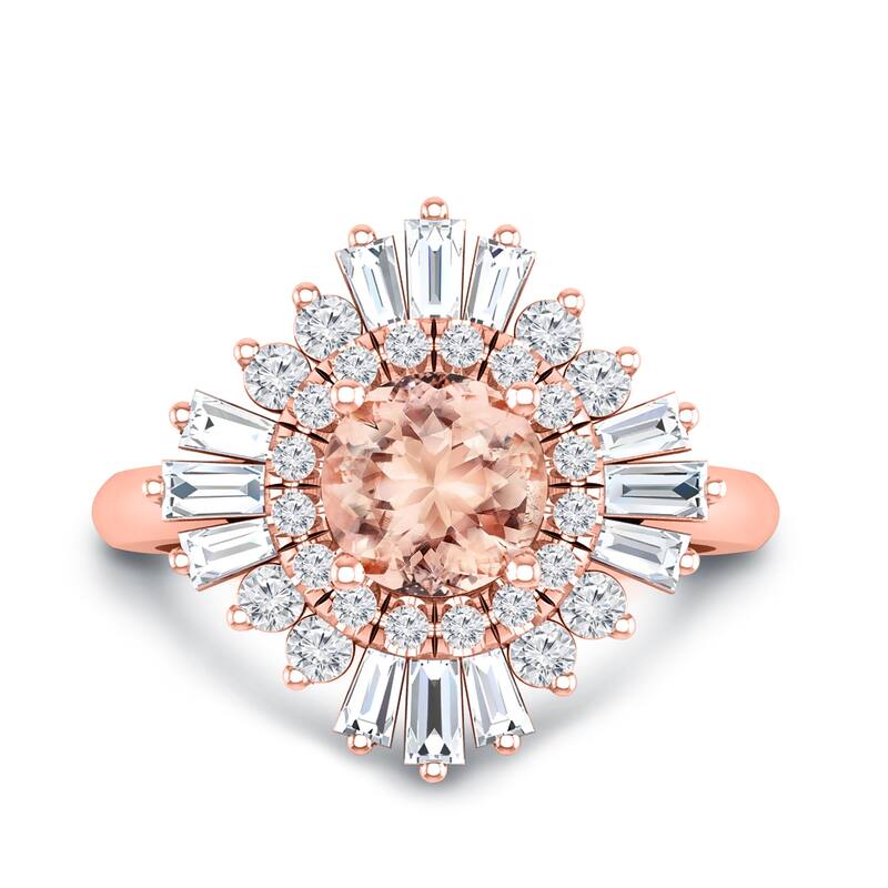 Auriya 1ct Morganite and Diamond Ballerina Engagement Ring 3/4ctw 14k Gold - Rose - 9