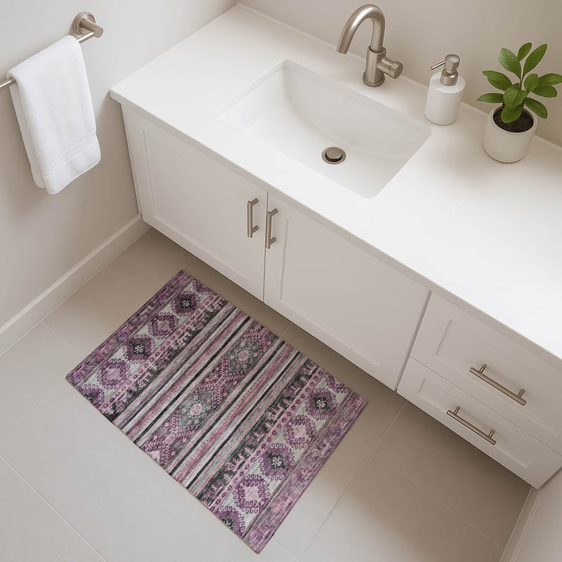 Premium Washable Super Soft Boho Global Mayfield Rug - Purple - 1'8" x 2'6"
