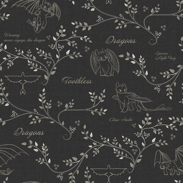 slide 2 of 6, How to Train Your Dragon Toothless Radical Nature Black Peel and Stick Wallpaper