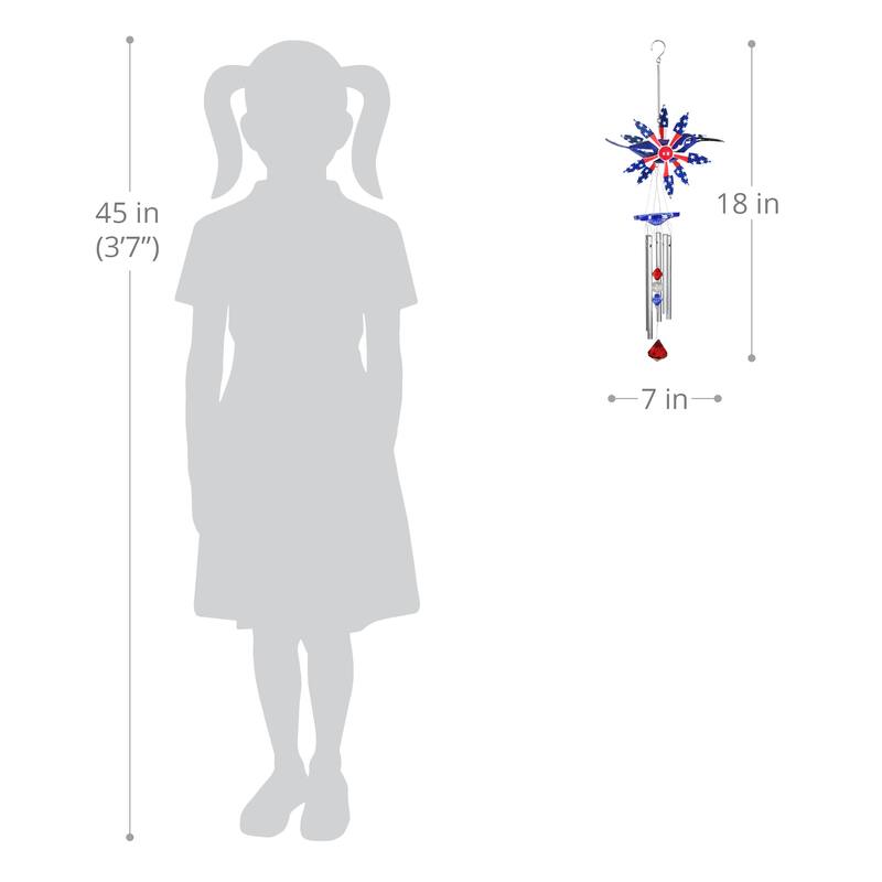 Exhart WindyWing Patriotic Whirligig Hummingbird Wind Chime, 7 by 18 Inches