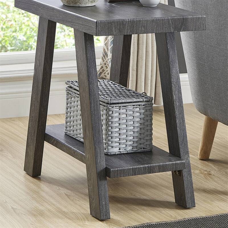 Contemporary Wood Shelf Side Table - Grey